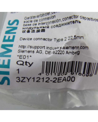 Siemens Geräteverbinder 3ZY1212-2EA00 OVP