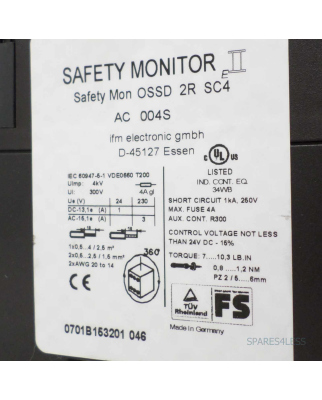 ifm SAFETY MONITOR AC 004S 0SSD 2R SC4 GEB