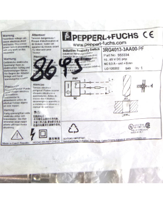 Pepperl+Fuchs Induktiver Sensor 3RG4013-3AA00-PF 553334 OVP