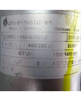 Dunkermotoren AC-Motor DR52.1X60-4/ASTO + SG62 i=15:1 GEB