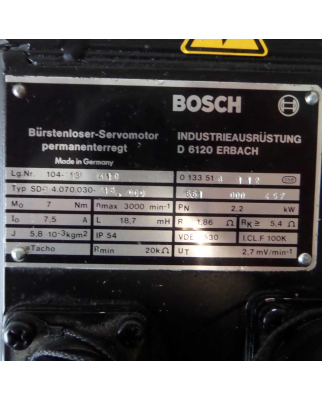 Bosch Servomotor SD-B4.070.030-15.000 104913410 GEB