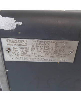 Siemens AC-VSA-Motor 1FT5076-0AK71-1-Z Z=EBD2B+K18 REM