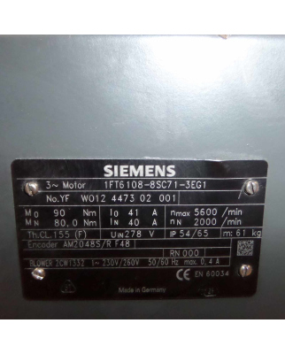 Siemens Synchron-Servomotor 1FT6108-8SC71-3EG1 GEB