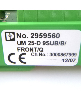 Phoenix Contact Übergabemodul UM 25-D 9SUB/B/FRONT/Q 2959560 GEB