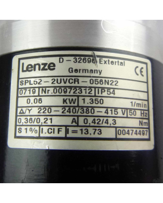 Lenze Drehstrom-Asynchron-Getriebemotor SPL52-2UVCR-056N22 + SPL52-2NVCR GEB