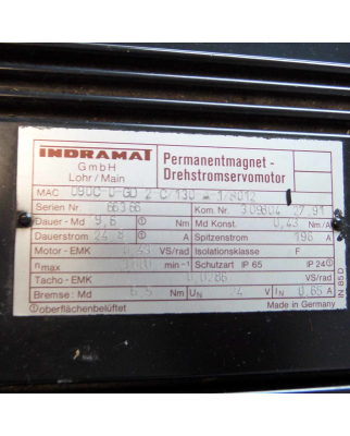 Indramat Servomotor MAC090C-0-GD-2-C/130-A-1/S012 NOV