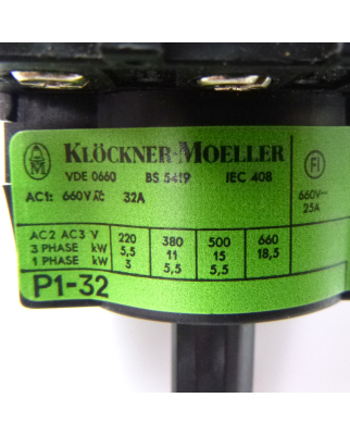 Klöckner Moeller Zwischenbauschalter P1-32/z OVP