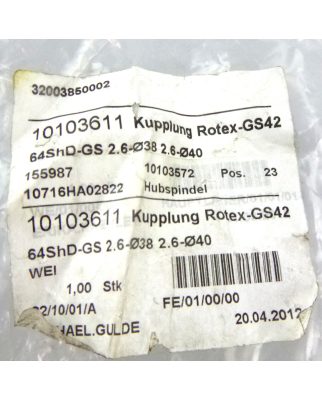 ROTEX GS spielfreie Wellenkupplung GS42 64ShD-GS 28760 GEB