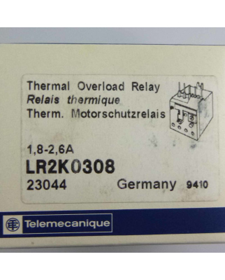 Telemecanique Überlastrelais thermisch LR2K0308 23044 1,8-2,6A OVP