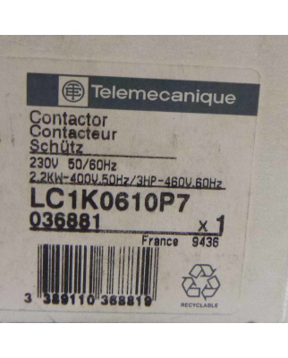 Telemecanique Schütz LC1K0610P7 036881 230V OVP