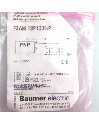 Baumer electric Näherungsschalter FZAM 18P1005/P OVP