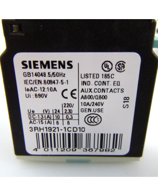 Siemens Hilfschalterblock 3RH1921-1CD10 (5Stk) NOV