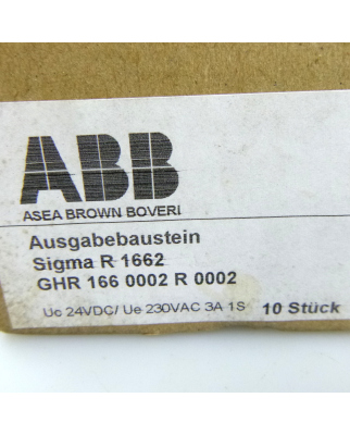 ABB Ausgabebaustein Sigma R1662 GHR 166 0002R0002 (10Stk) OVP