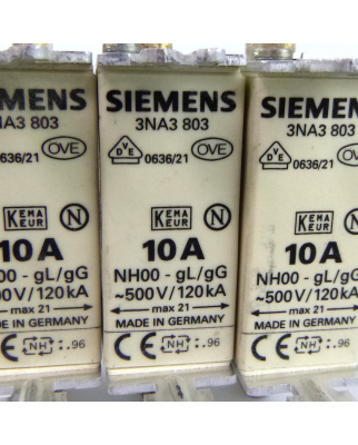 Siemens NH-Sicherungseinsatz 3NA3 803 10A (3Stk.) GEB