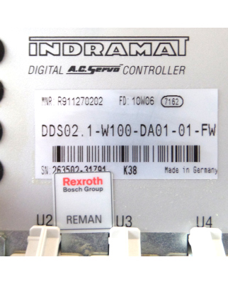 INDRAMAT Servo-Controller DDS02.1-W100-DA01-01-FW R911268778 REM