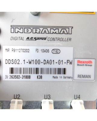 INDRAMAT Servo-Controller DDS02.1-W100-DA01-01-FW R911268778 #K2 REM