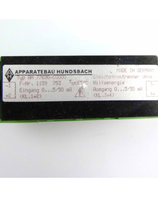 Apparatebau Hundsbach Gleichstromtrenner AH 77690-C0000 GEB