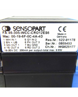 SENSOPART Vision Sensor FA 46-305-WCC-CRO12ES6 OVP