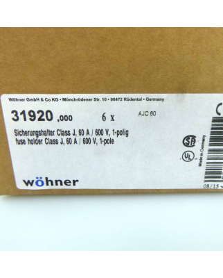 Wöhner Sicherrungshalter 31920 6A, 600V (6Stk) OVP