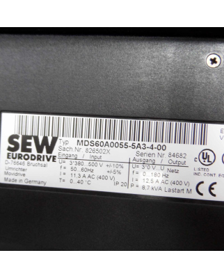 SEW Frequenzumrichter Movidrive MDS60A0055-5A3-4-00 826502X NOV