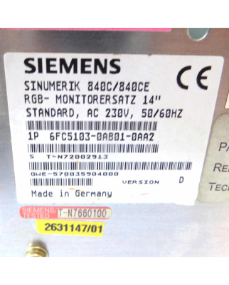 Sinumerik Flachbedientafel 840C/840CE 6FC5103-0AB01-0AA2 E-Stand:D GEB