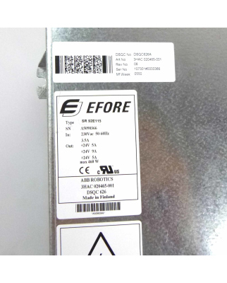 ABB / EFORE Power Supply DSQC626A 3HAC020465-001 SR92E115...