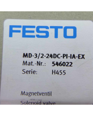 Festo Magnetventil MD-3/2-24DC-PI-IA-EX 546022 OVP
