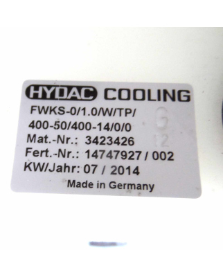 Hydac Kühlsystem FWKS-0/1.0/W/TP/ 400-50/400-14/0/0 NOV