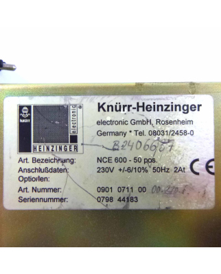 Knürr-Heinzinger Power Supply NCE 600-50pos. 0901071100 GEB