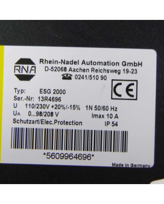 Rhein Nadel Automation GmbH Kompaktsteuergerät ESG2000 110/230V GEB