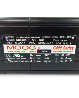 MOOG Servomotor G413-615A G-3-M6-048-07-03-01-00 1,15kW NOV
