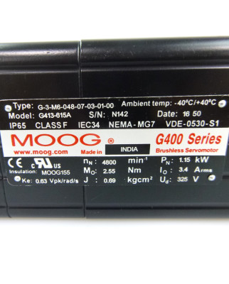 MOOG Servomotor G413-615A G-3-M6-048-07-03-01-00 1,15kW GEB