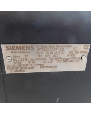 Siemens AC-VSA-Motor 1FT5102-0AF71-1-Z Z=G45+H00 GEB