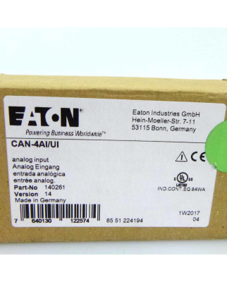 Eaton Analog Input Modul CAN-4AI/UI 140261 Vers.14 OVP