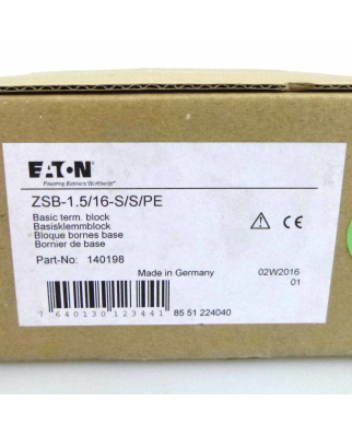 Eaton Basisklemmblock ZSB-1.5/16-S/S/PE 140198 OVP