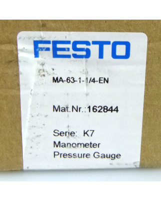 Festo Manometer MA-63-1-1/4-EN 162844 Serie: K7 OVP