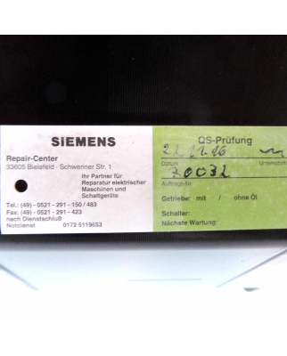 Siemens Synchronservomotor 1FK7083-5AF71-1AA3-Z Z=X01 REM