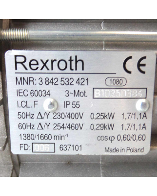 Rexroth Getriebemotor MNR: 3842532421 + 3842527866 GS 14-1 i=12 NOV