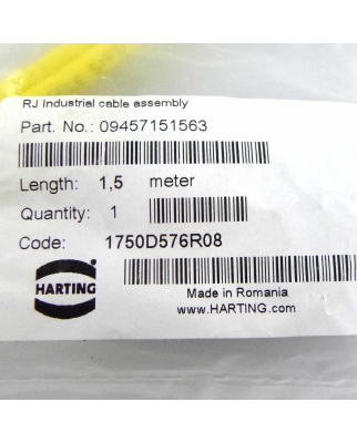 Harting RJ45 Kabel 2xHan3a RJI cable assy PUR Cat6a 09457151563 1.5m OVP