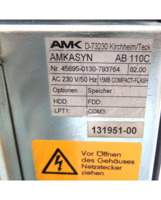 AMK AMKASYN Industrie-PC AB 110C 230V/50Hz Rev.: 02.00 GEB