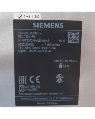 Siemens Sinumerik 840D SL NCU720.3PN 6FC5372-0AA30-0AA1 Vers.D #K2 GEB