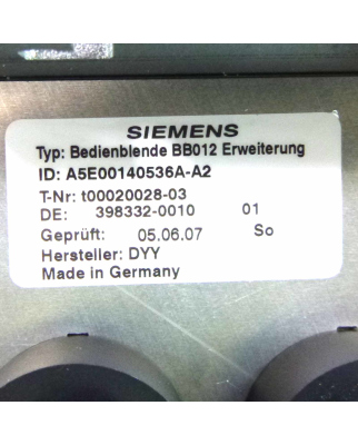 Siemens SINUMERIK Erweiterungsblende 6FC5247-0AA43-1AA0 #K2 GEB
