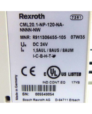 Rexroth IndraControl L20 CML20.1-NP-120-NA-NNNN-NW R911306455-105 OVP