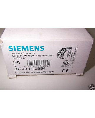 Siemens Schütz 24V/11kW/400V  3TF4311-0BB4 OVP