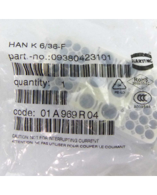 Harting Buchseneinsatz HAN K 6/36-F 09380423101 OVP