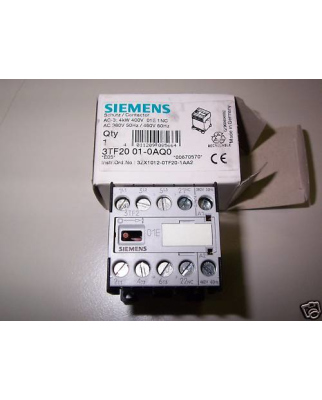 Siemens Schütz 3AC/4kW/400V 3TF2001-0AQ0 OVP