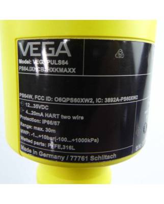 VEGA Vegapuls 64 Radar Sensor PS64.IXHCBJHXKMAXX + Vega PLICSCOM.XB NOV