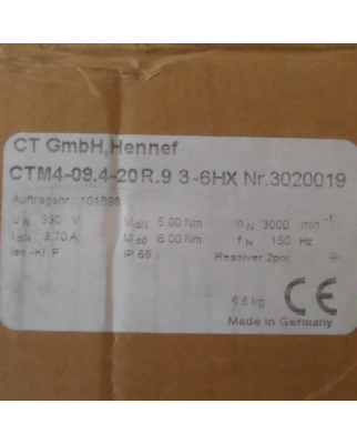 CT GmbH Hennef Servomotor CTM4-09.4-20R.9 3-6HX OVP