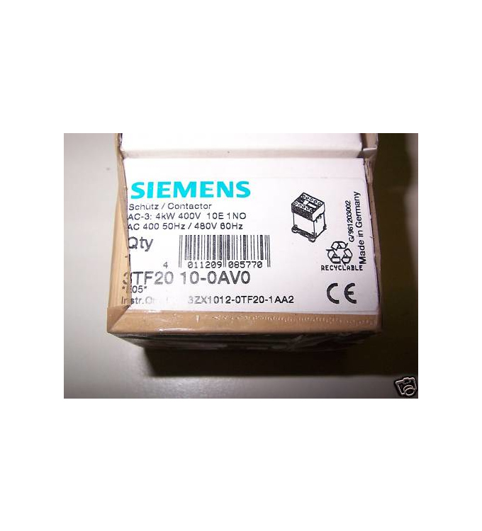 Siemens Schütz 3AC/4kW/400V 3TF2010-0AV0 OVP