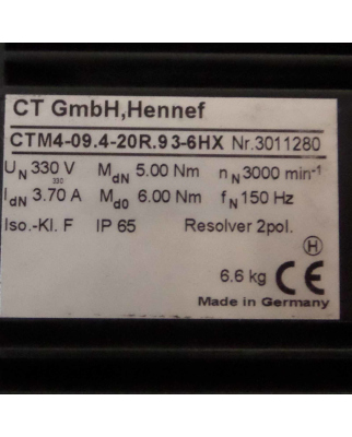 CT GmbH Hennef Servomotor CTM4-09.4-20R.9 3-6HX GEB